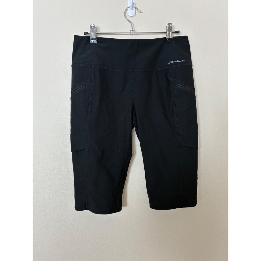 Eddie Bauer Travex Black Cargo Bermuda‎ Shorts Womens Med Hiking Travel 21050163